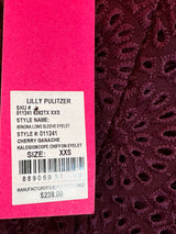 Lily Pulitzer Cherry Ganache Winona Long Sleeve Eyelet Dress Size XXS