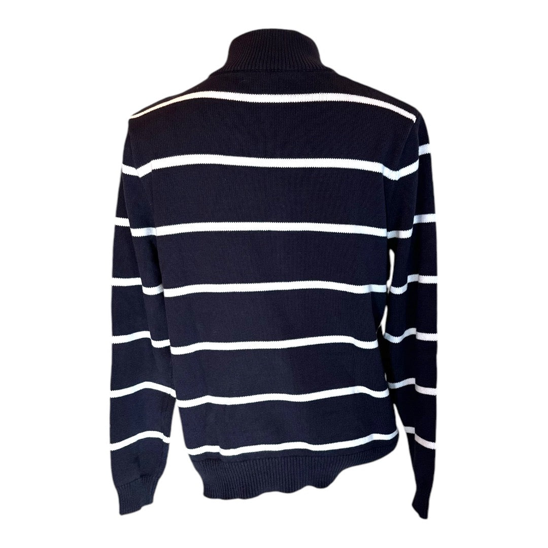 Polo Jeans Co. 100% Cotton 1/4 Zip Navy Striped Preloved Sweater Size Medium*