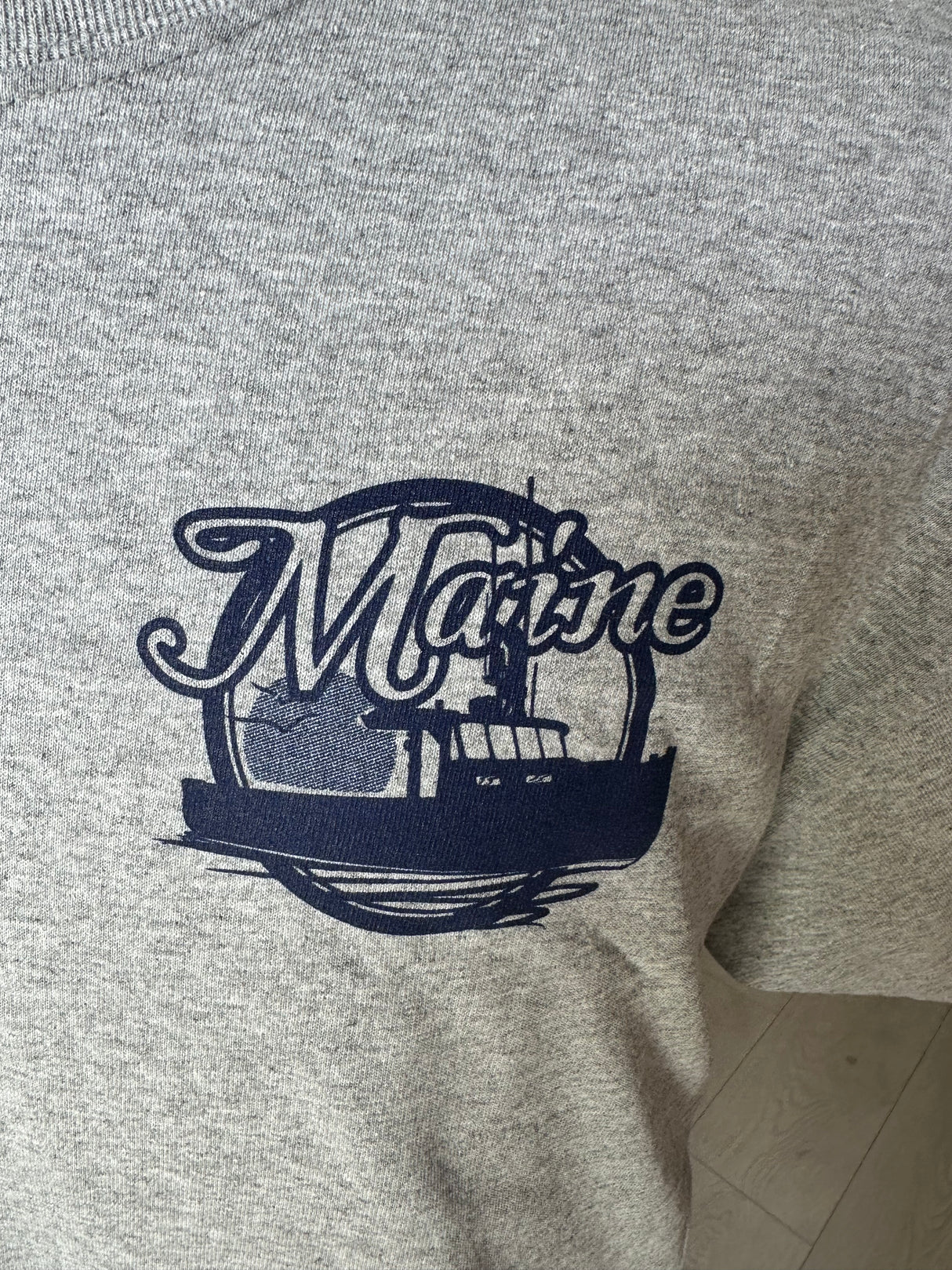 Maine Lobster Boat Unisex Grey Tee