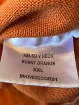 Barbour Kelso Burnt Orange 100% Pima Cotton V-Neck Preloved Sweater 2XL*