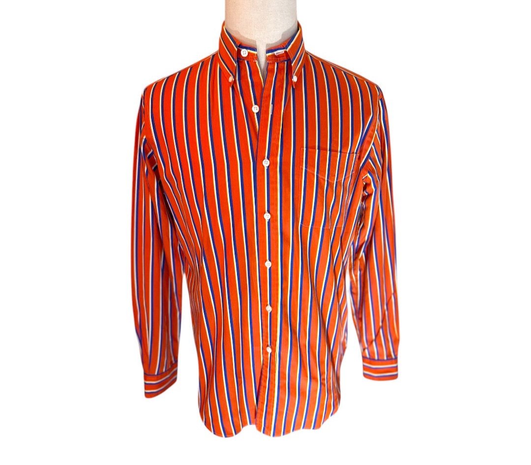 Ralph Lauren Classic Fit Orange Striped Mens Preloved Shirt Size Medium*