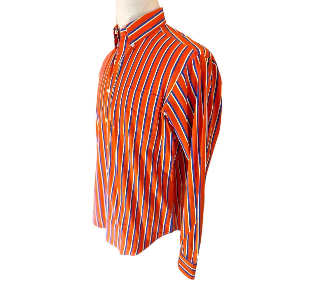 Ralph Lauren Classic Fit Orange Striped Mens Preloved Shirt Size Medium*