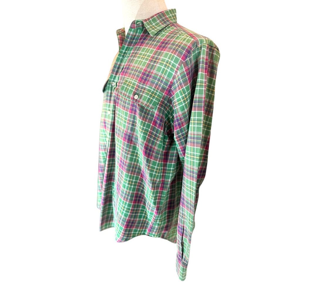 Polo Ralph Lauren Cotton Green Plaid Preloved Mens Shirt Size Medium*