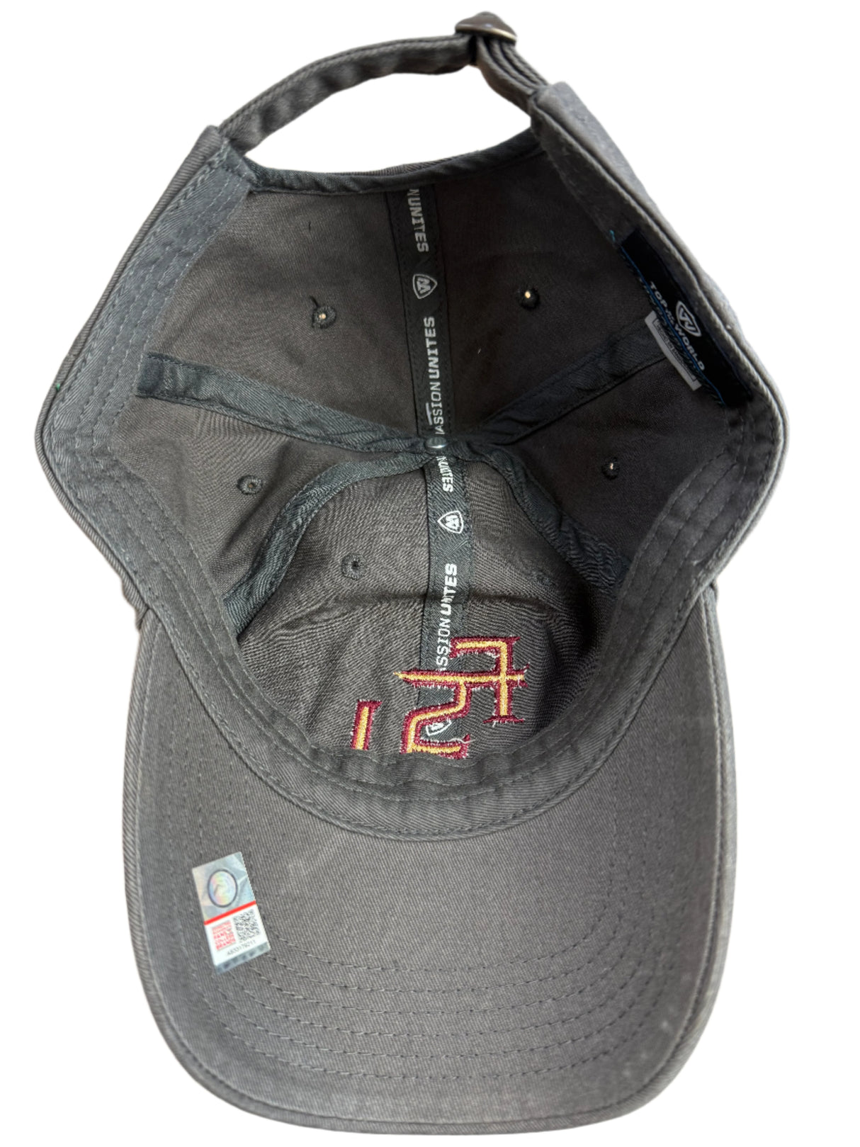 Top of the World Florida State University Seminoles Charcoal Grey Adjustable Hat