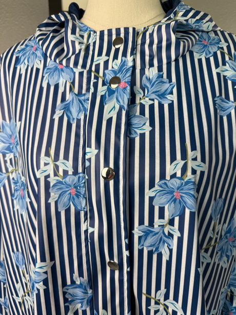 Draper James Floral Striped Hoodie Rain Jacket Preloved XXL*