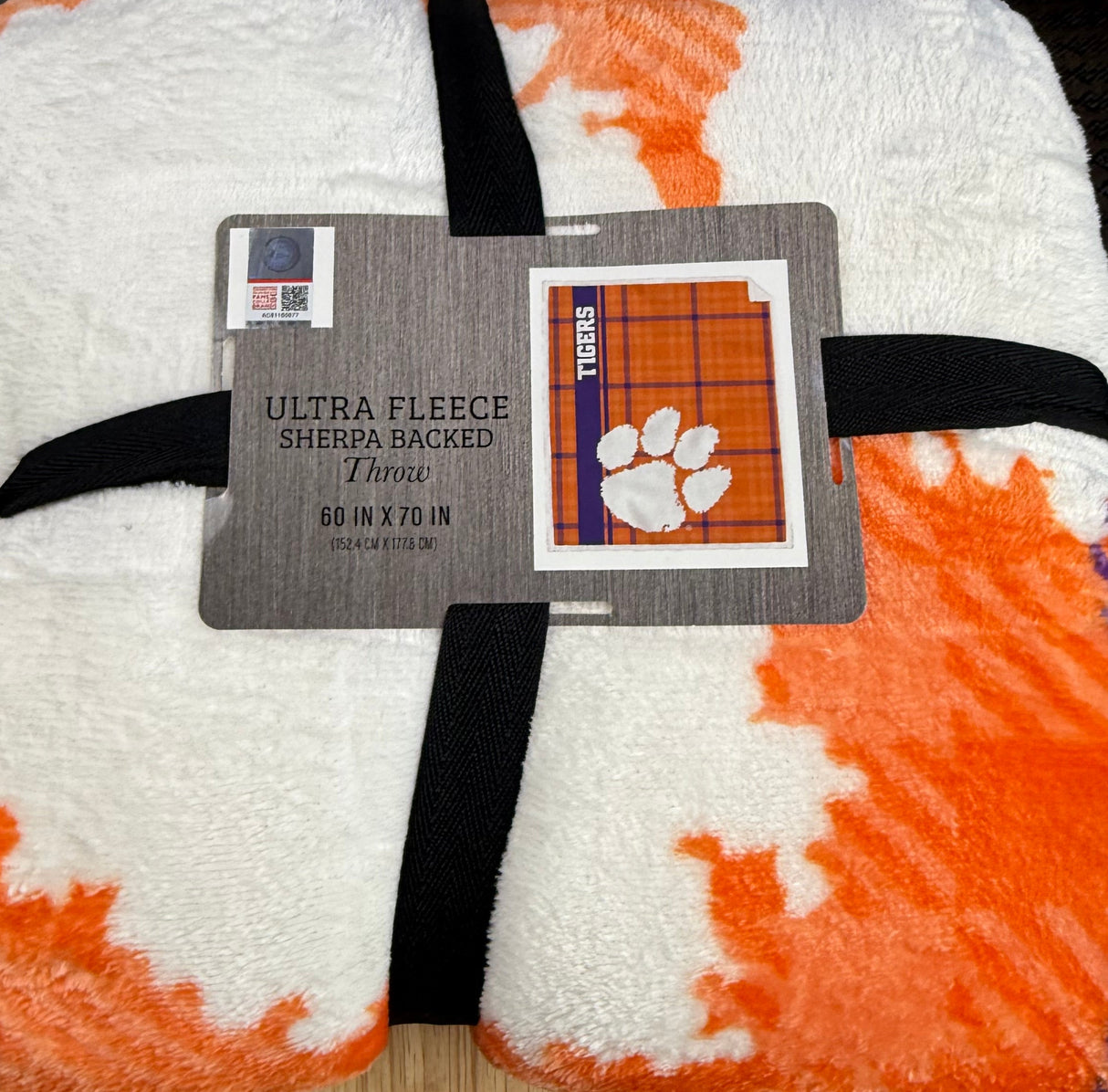 Ultra Fleece Sherpa Backed University of Clemson Tigers Oversized Blanket 60"x70" NWT