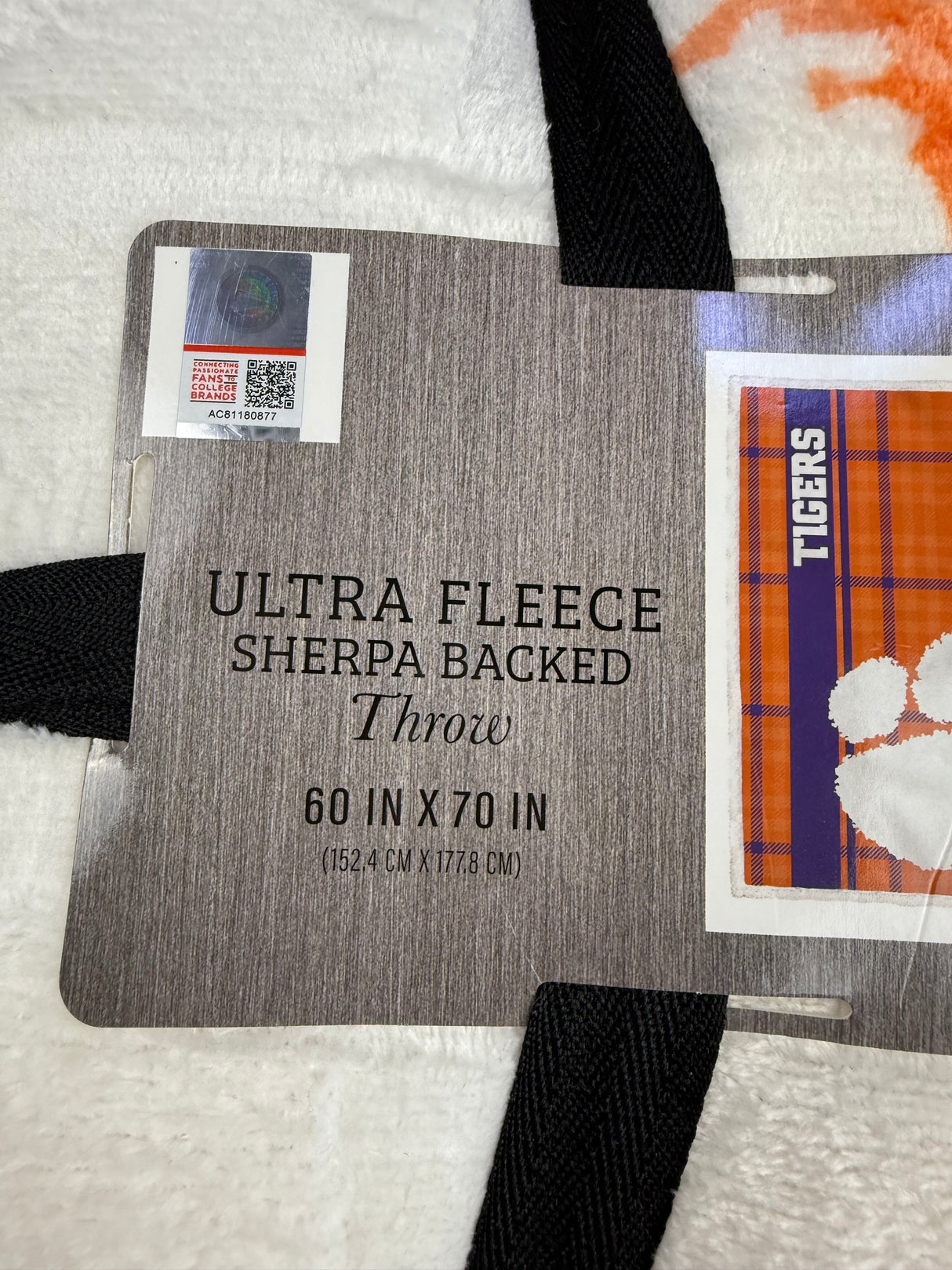 Ultra Fleece Sherpa Backed University of Clemson Tigers Oversized Blanket 60"x70" NWT