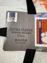 Ultra Fleece Sherpa Backed University of Clemson Tigers Oversized Blanket 60"x70" NWT