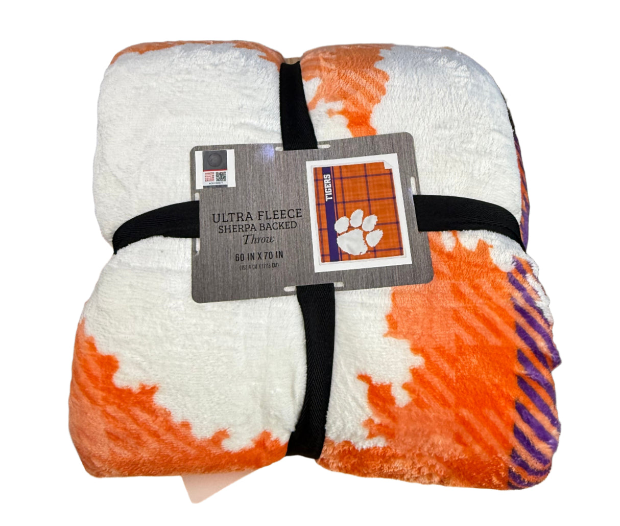 Ultra Fleece Sherpa Backed University of Clemson Tigers Oversized Blanket 60"x70" NWT