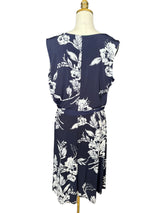 Sandra Darren Navy Floral Belt Dress