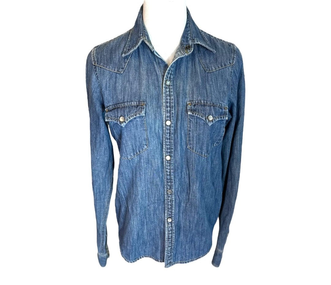 Ralph Lauren Jeans Co. Western Denim Snap Shirt Womens Preloved Size 4P*