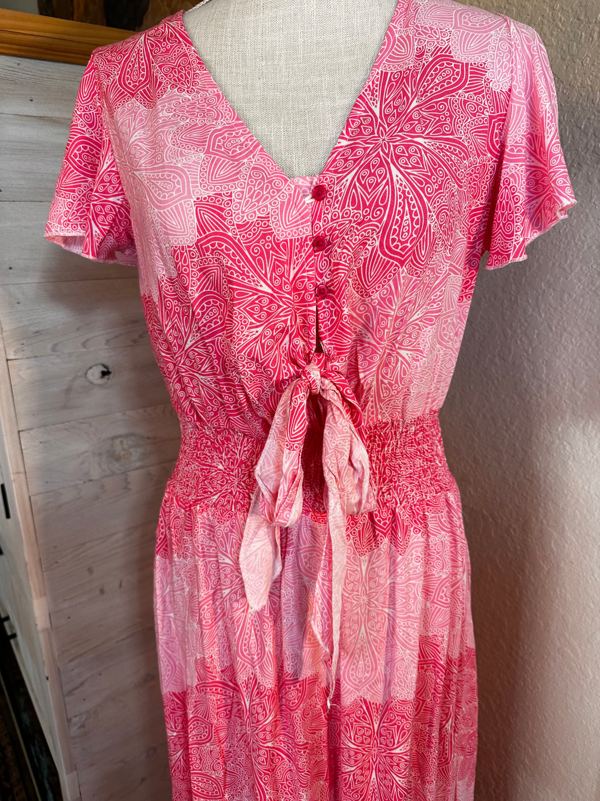 Anthropologie Sunday Mi Amore Pretty in Pink Midi Dress Vintage Size Small*