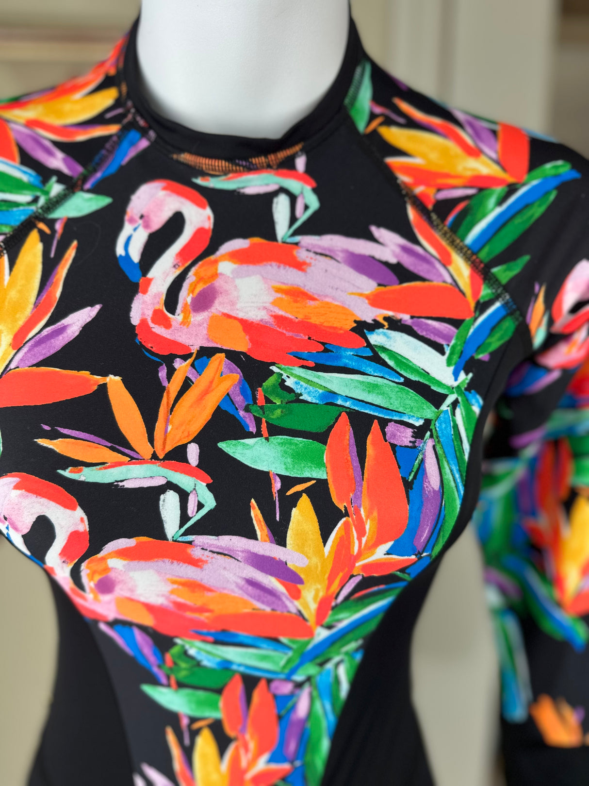 Eidon Flamingo One Piece Dakota Long Sleeve Paddlesuit Swim Shorts Preloved XS*
