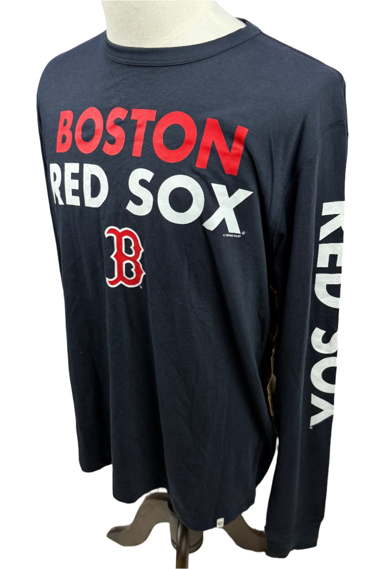 47 Brand MLB Boston Red Sox 100% Soft Cotton Long Sleeve Navy Tee NWT