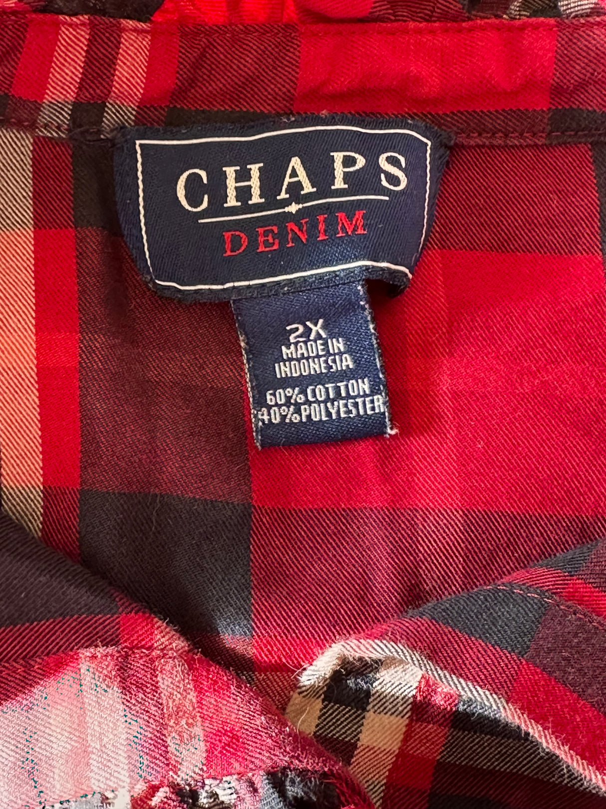 Chaps Denim Vintage Christmas Holiday Ruffle Plaid Womens Size 2X*