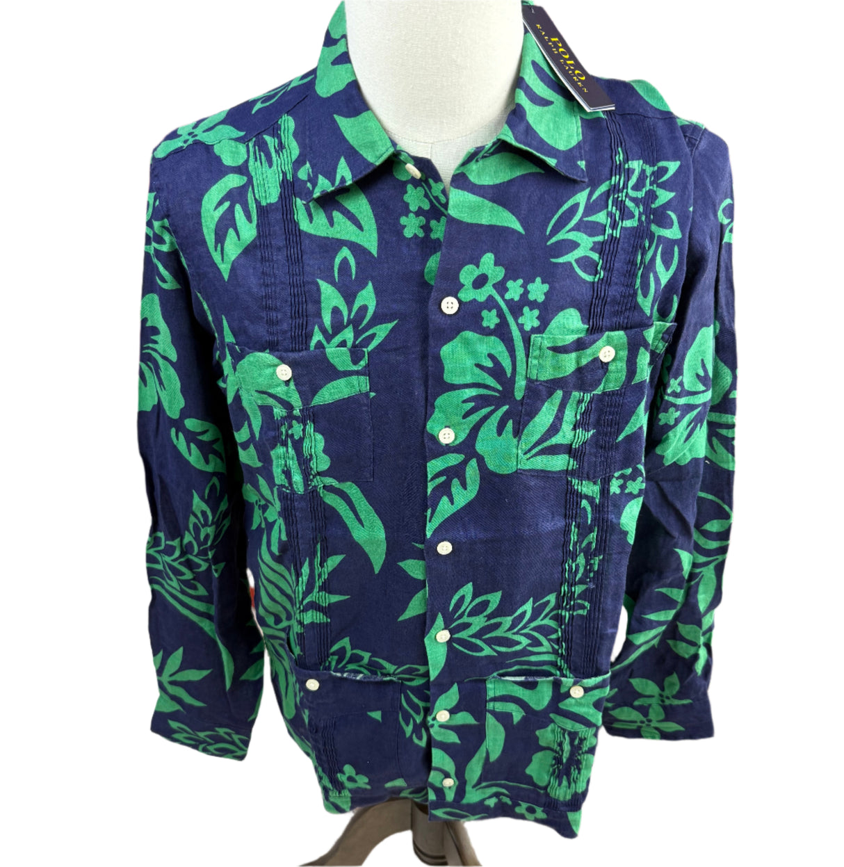 Polo Ralph Lauren Custom Fit Makai Floral 100% Linen Mens Shirt Medium New