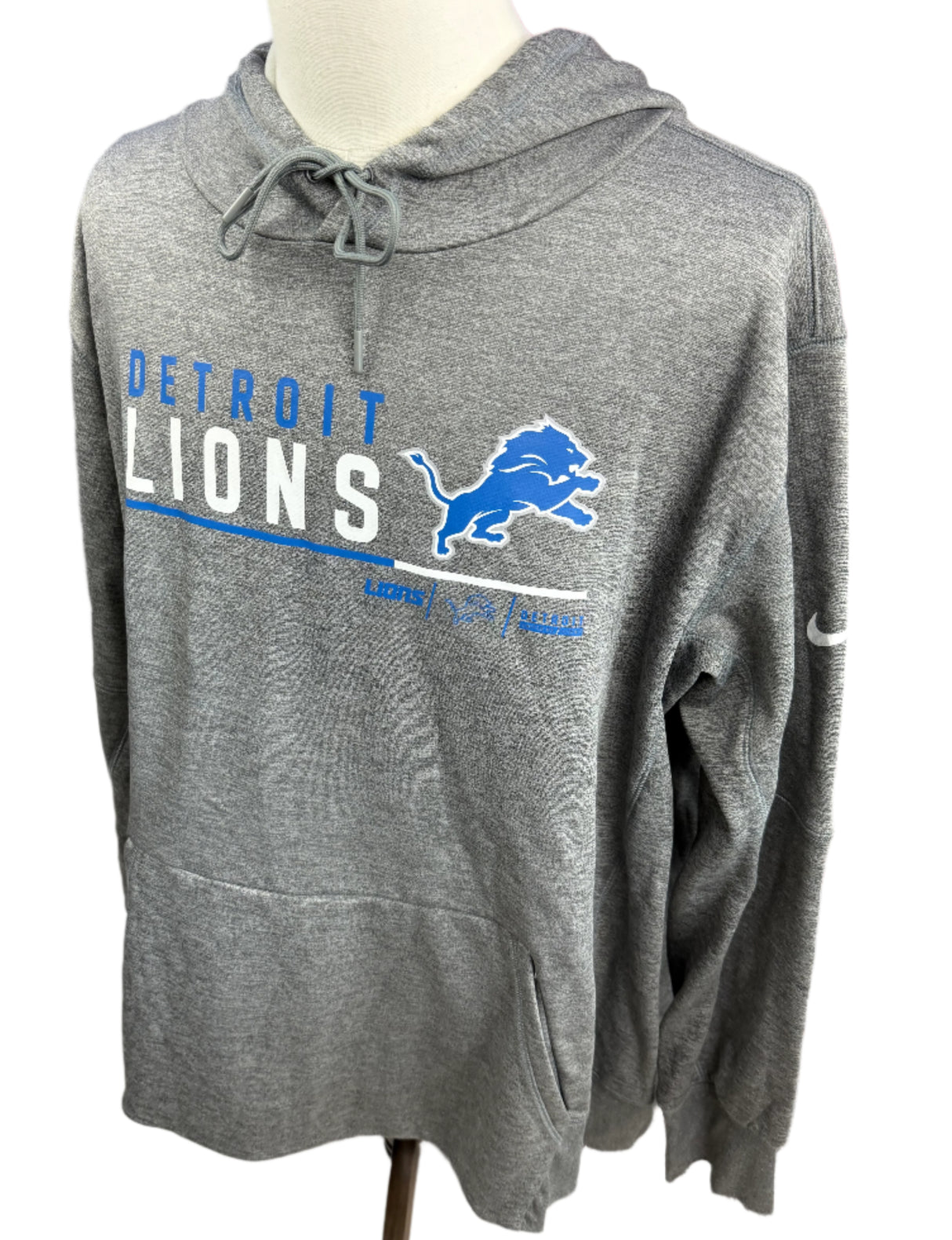 Nike Therma Fit NFL Detroit Lions Grey Hoodie Mens Size 3XL New