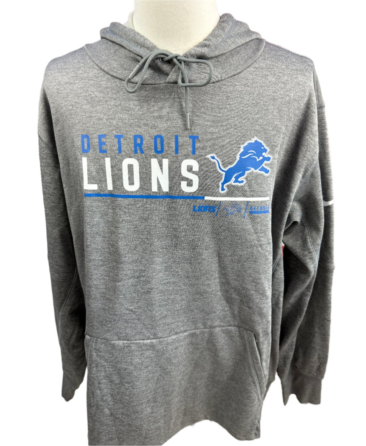 Nike Therma Fit NFL Detroit Lions Grey Hoodie Mens Size 3XL New