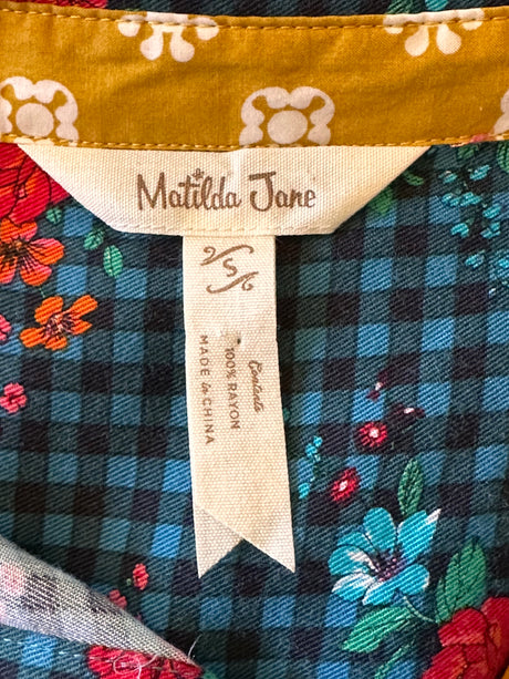 Matilda Jane Floral Check Belted Preloved Shirt Dress Small*