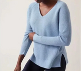 Athleta Ribbed Light Blue V Neck Sweater Size Large*