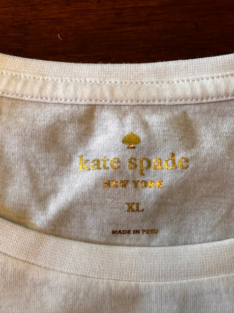 Kate Spade Toast Of The Town Gold Glitter Cotton Tee XL NEW