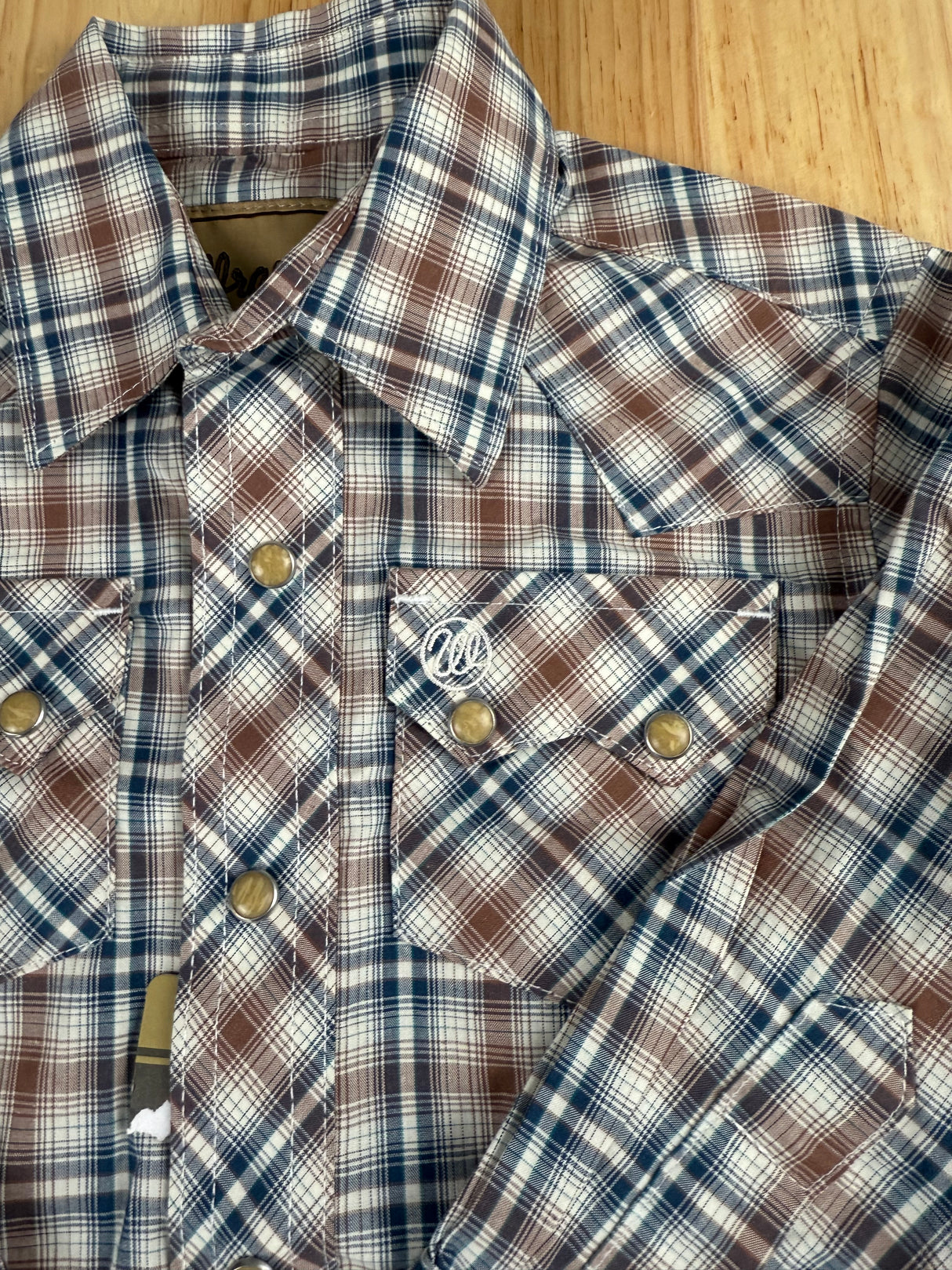 Wrangler Retro Plaid Western Pearl Snap Youth Shirt XXS New