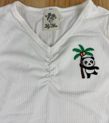 Lily Bleu Palm Tree Panda Embroidered White Youth Girls Tee New