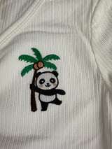 Lily Bleu Palm Tree Panda Embroidered White Youth Girls Tee New