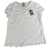 Lily Bleu Palm Tree Panda Embroidered White Youth Girls Tee New