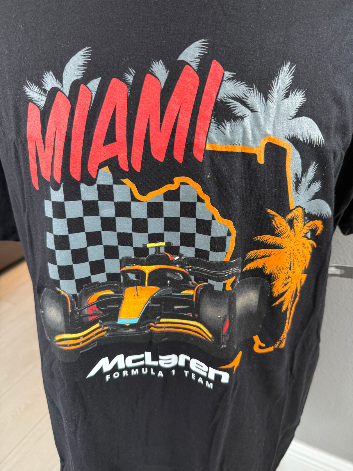 McLaren Miami Formula 1 Team Mens Black Cotton Tee Xlarge New