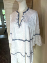 Tommy Bahama Cotton Clip Tier Tunic Tassle Preloved Dress Size XXS*