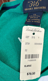 Brooks Brothers 346 V Neck Teal Mens Lightweight Sweater Size XL