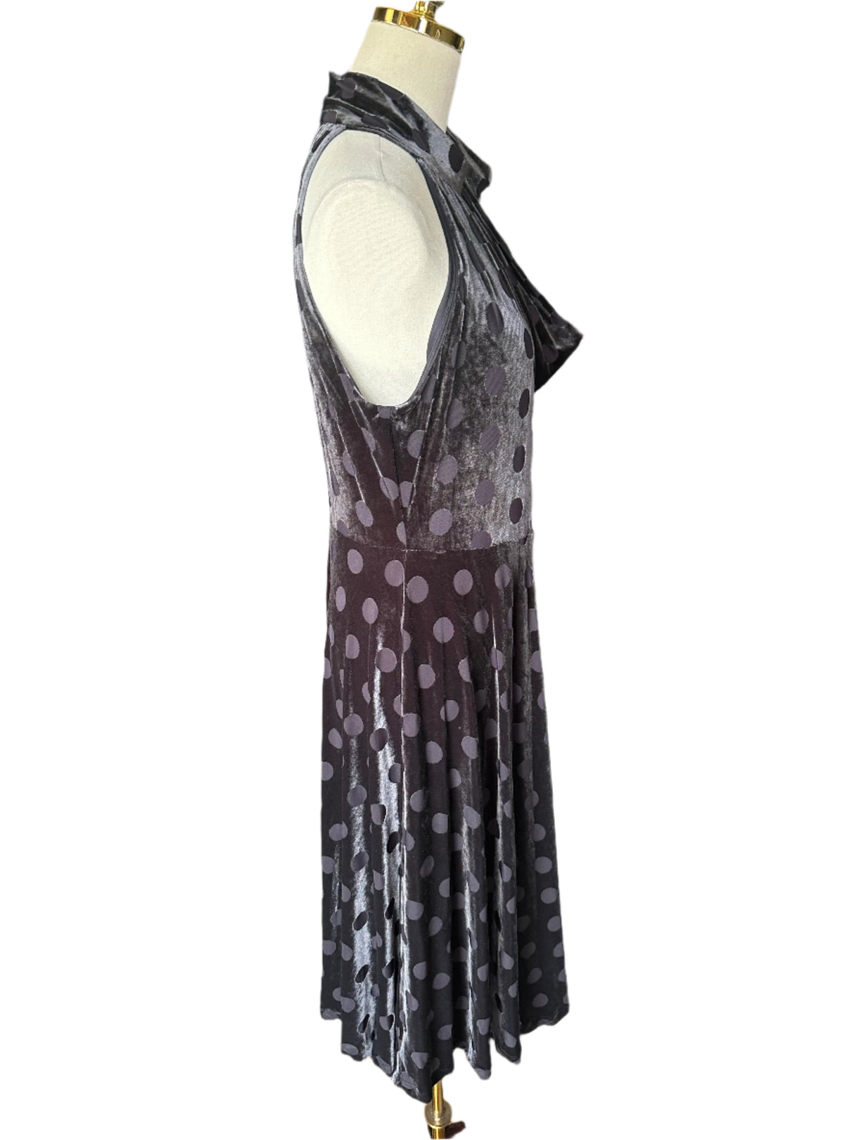 Calvin Klein Velvet Polka Dot Chrome Evening Dress Preloved Size 12*