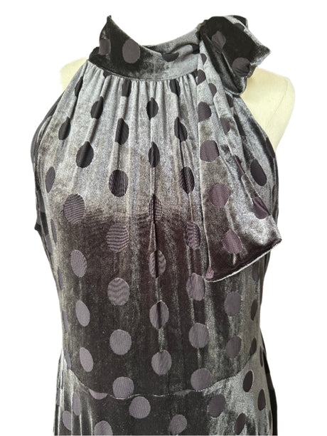 Calvin Klein Velvet Polka Dot Chrome Evening Dress Preloved Size 12*