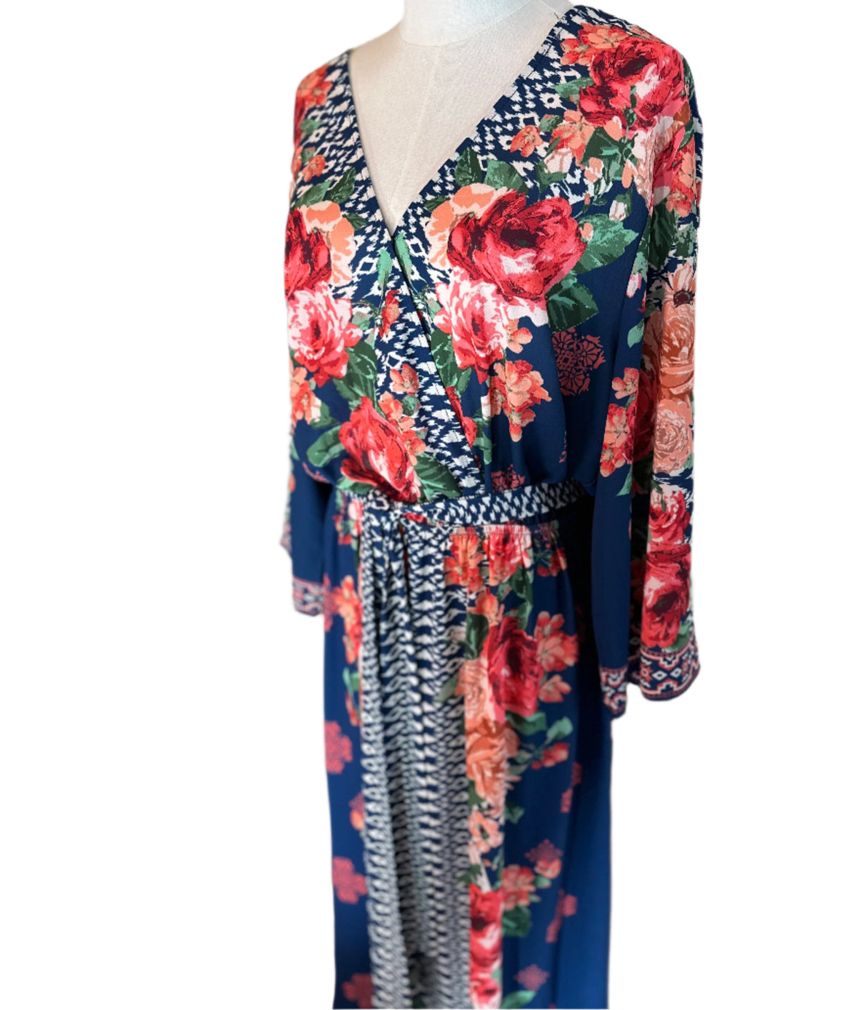 Flying Tomato Navy Floral Plus Size Maxi Dress Preloved Plus Size 1X*