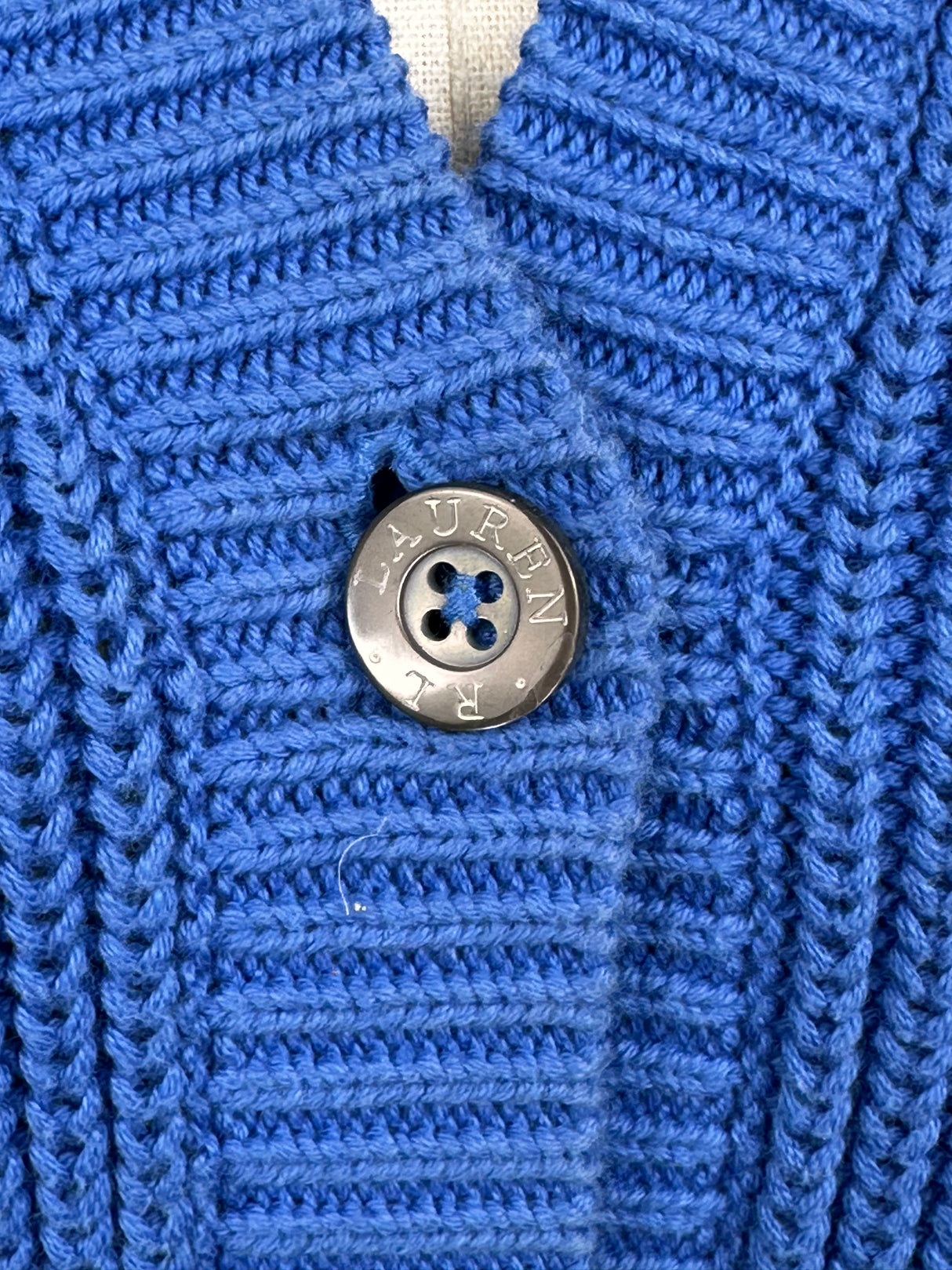 Lauren Ralph Lauren Blue Prelvoed Cardigan Hoodie Sweater Medium*