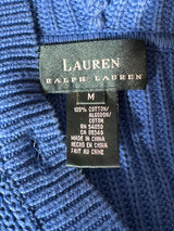 Lauren Ralph Lauren Blue Prelvoed Cardigan Hoodie Sweater Medium*