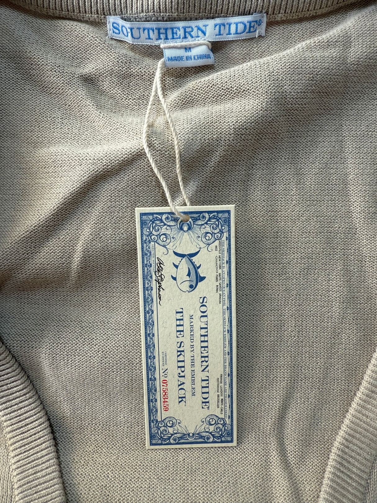 Southern Tide Skip Jack Collection Tan Cotton Cardigan Sweater Size Med New