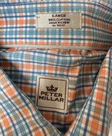 Peter Millar Pirate Check 100% Cotton Mens Long Sleeve Preloved Golf Shirt*