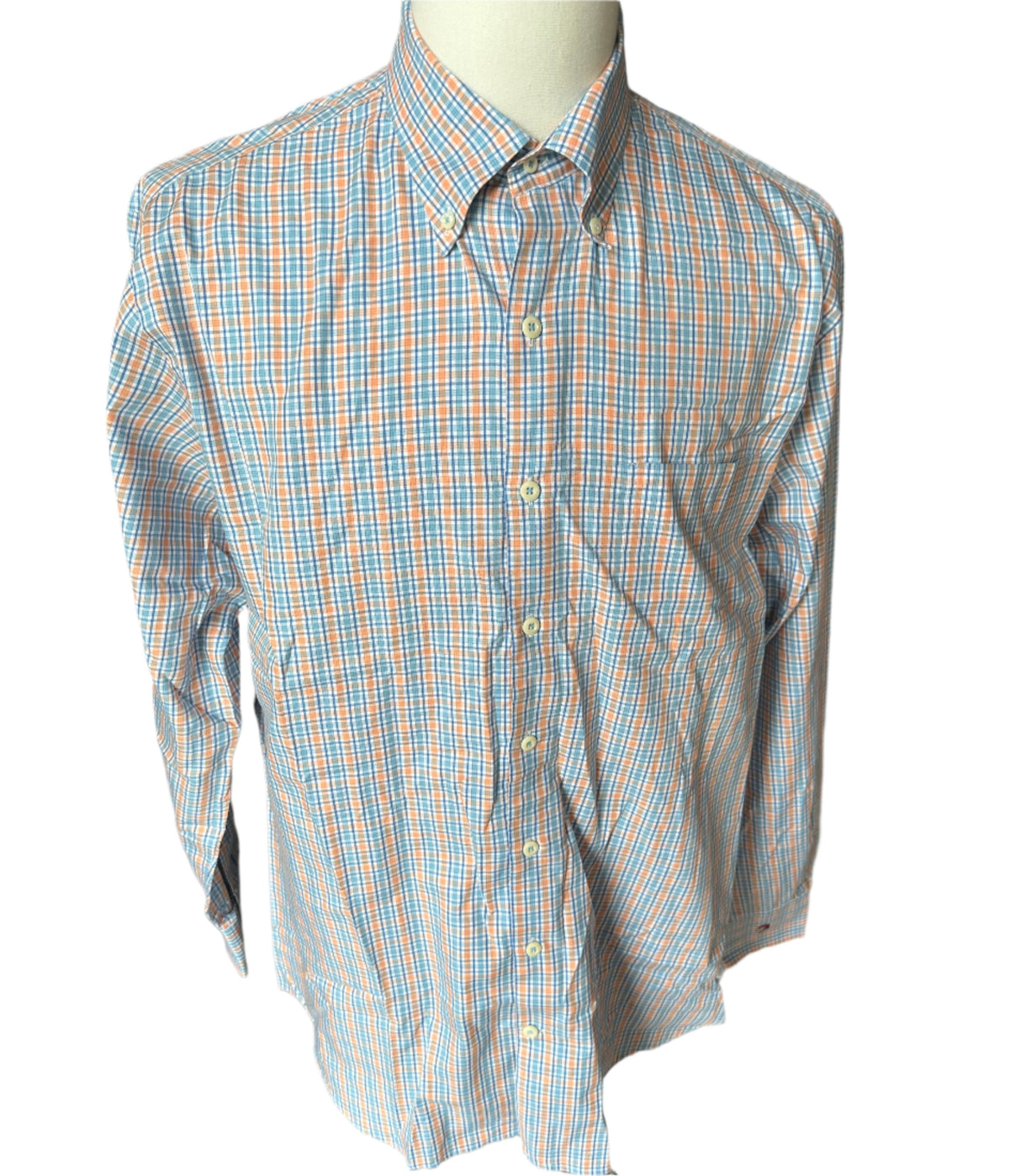 Peter Millar Pirate Check 100% Cotton Mens Long Sleeve Preloved Golf Shirt*