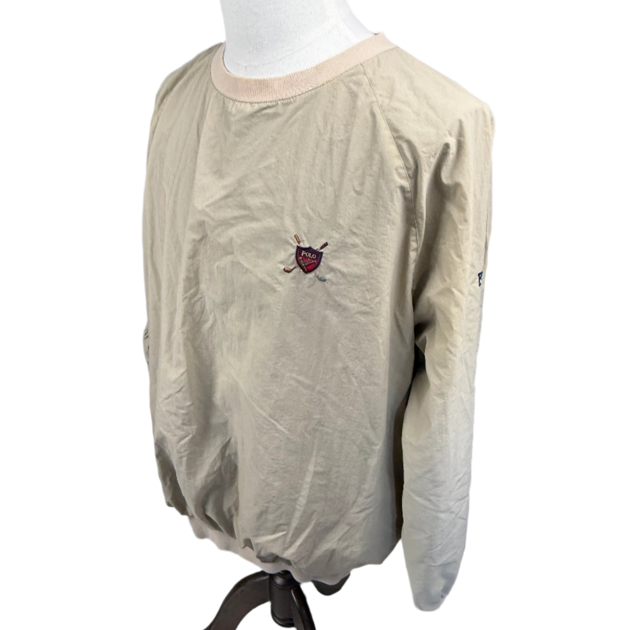 Polo Ralph Lauren Tan Vintage 90's V Neck Golf Windbreaker Mens Medium*