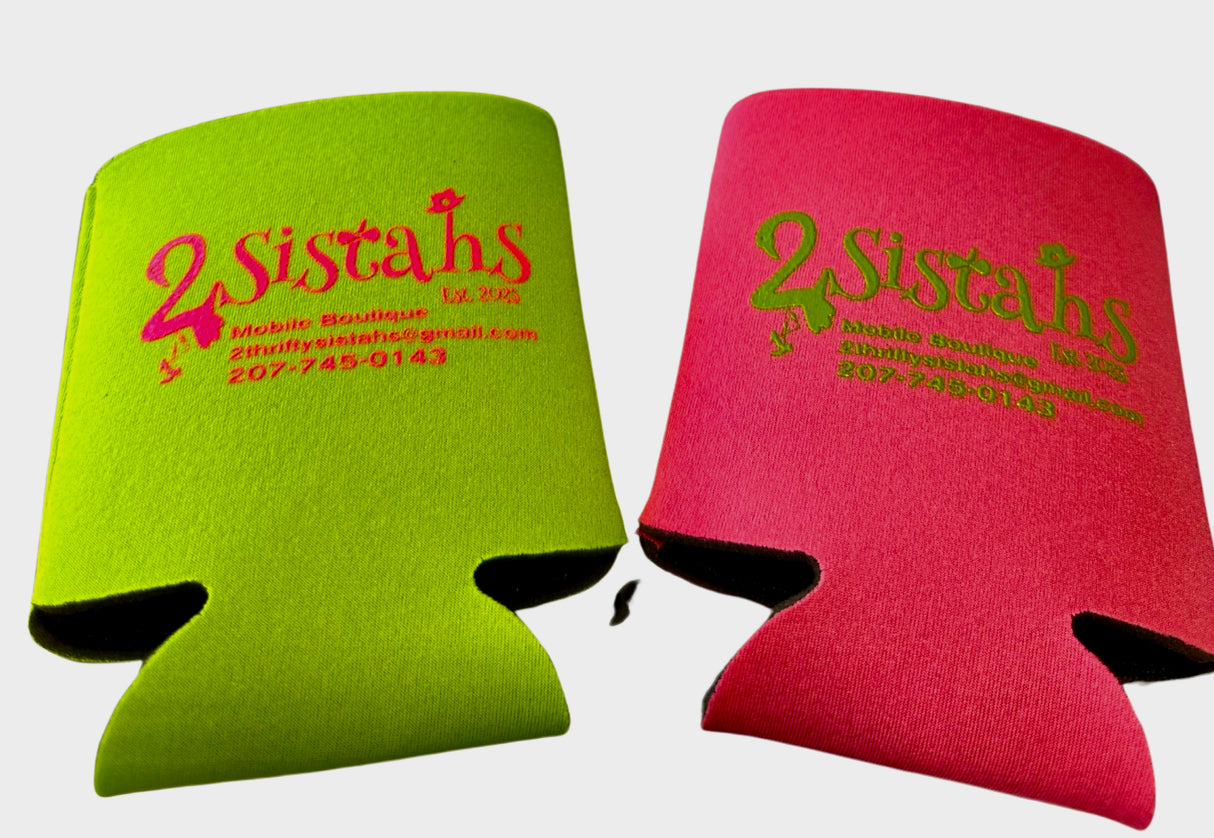 2Sistahs Pink and Green Signature Koozie