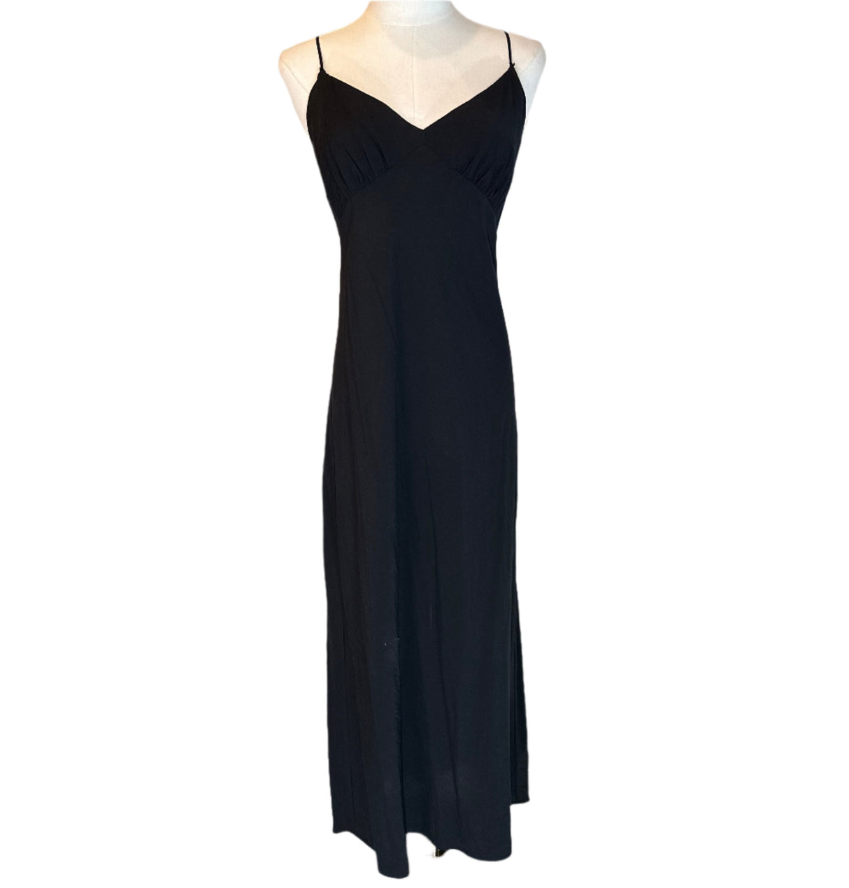 Madewell Black Long Side Zip Slip Dress Size 6