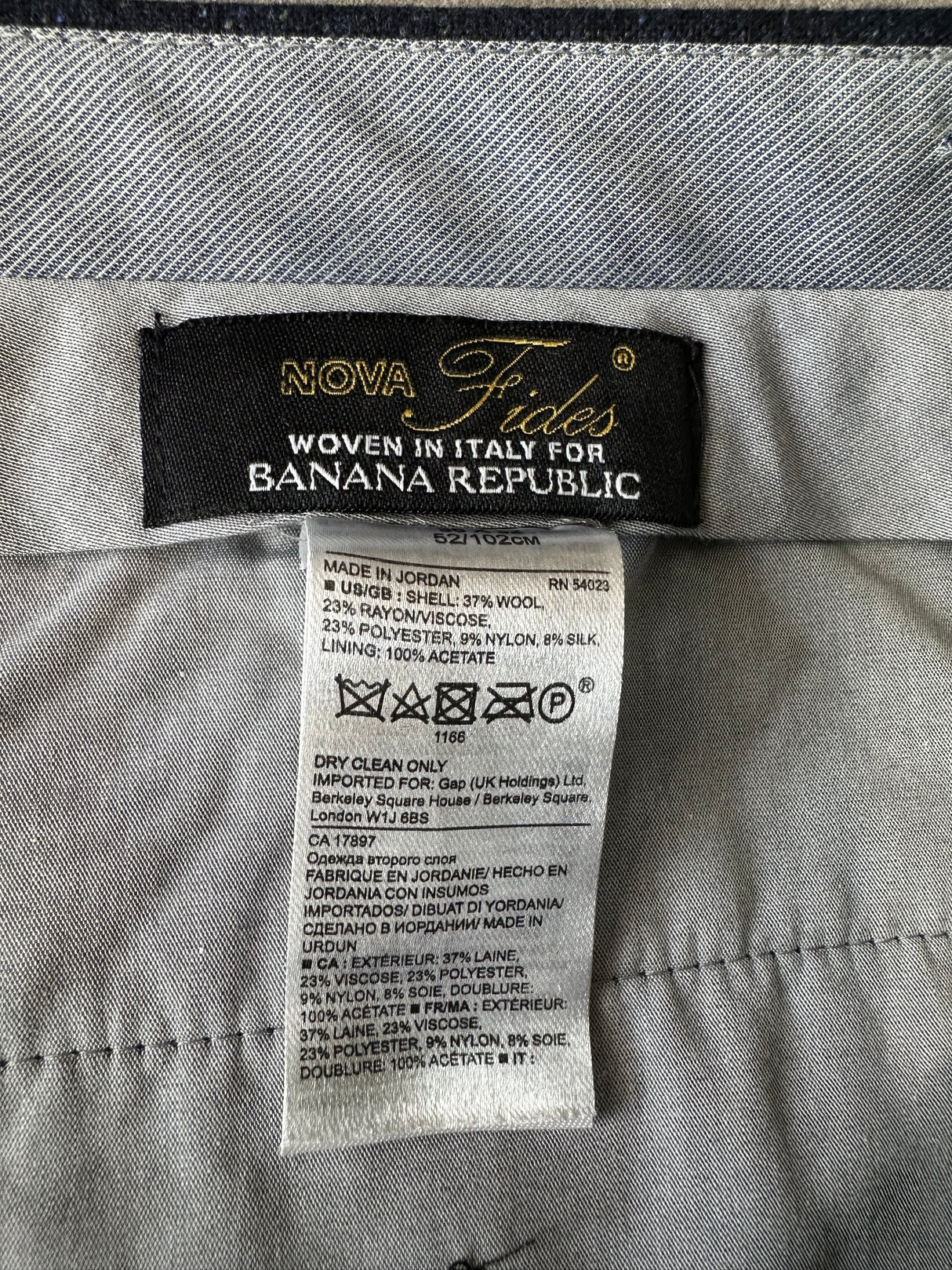 Banana Republic Emerson Pant Navy Wool Blended in Italy Vintage Size Medium*