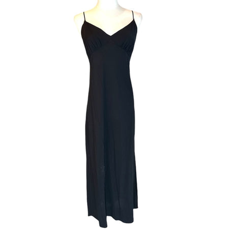 Madewell Black Long Side Zip Slip Dress Size 6