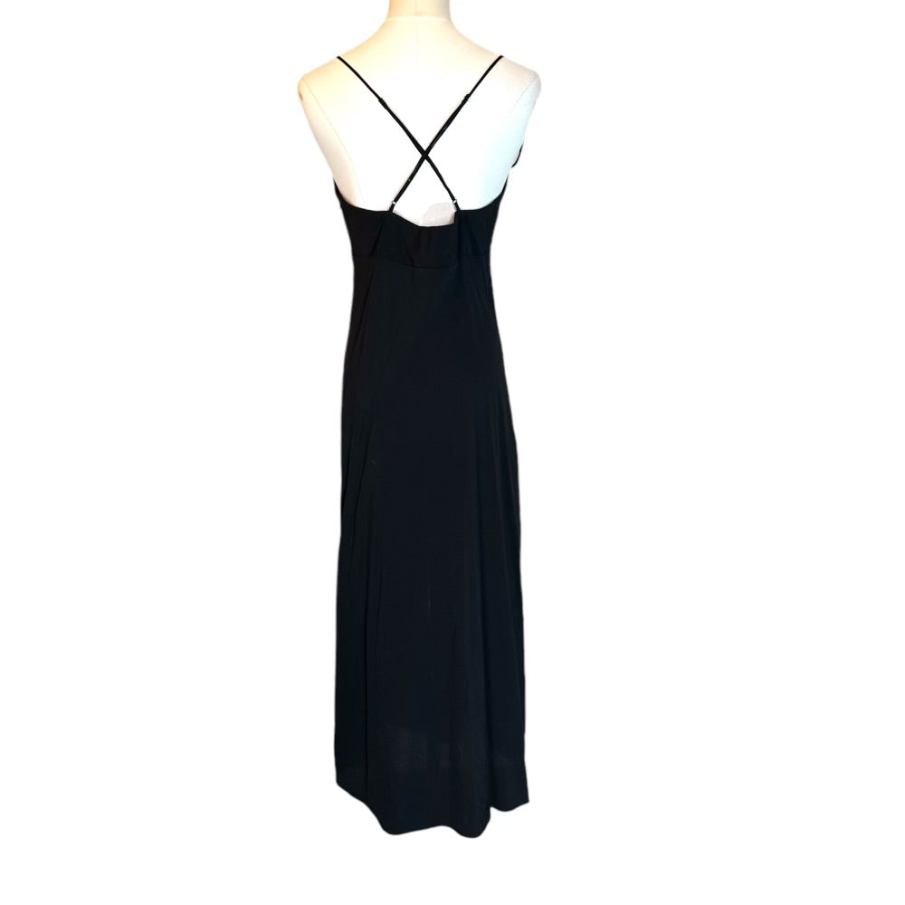 Madewell Black Long Side Zip Slip Dress Size 6