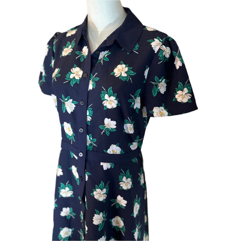 Draper James Nassau Navy Floral Shirt Dress Size 6