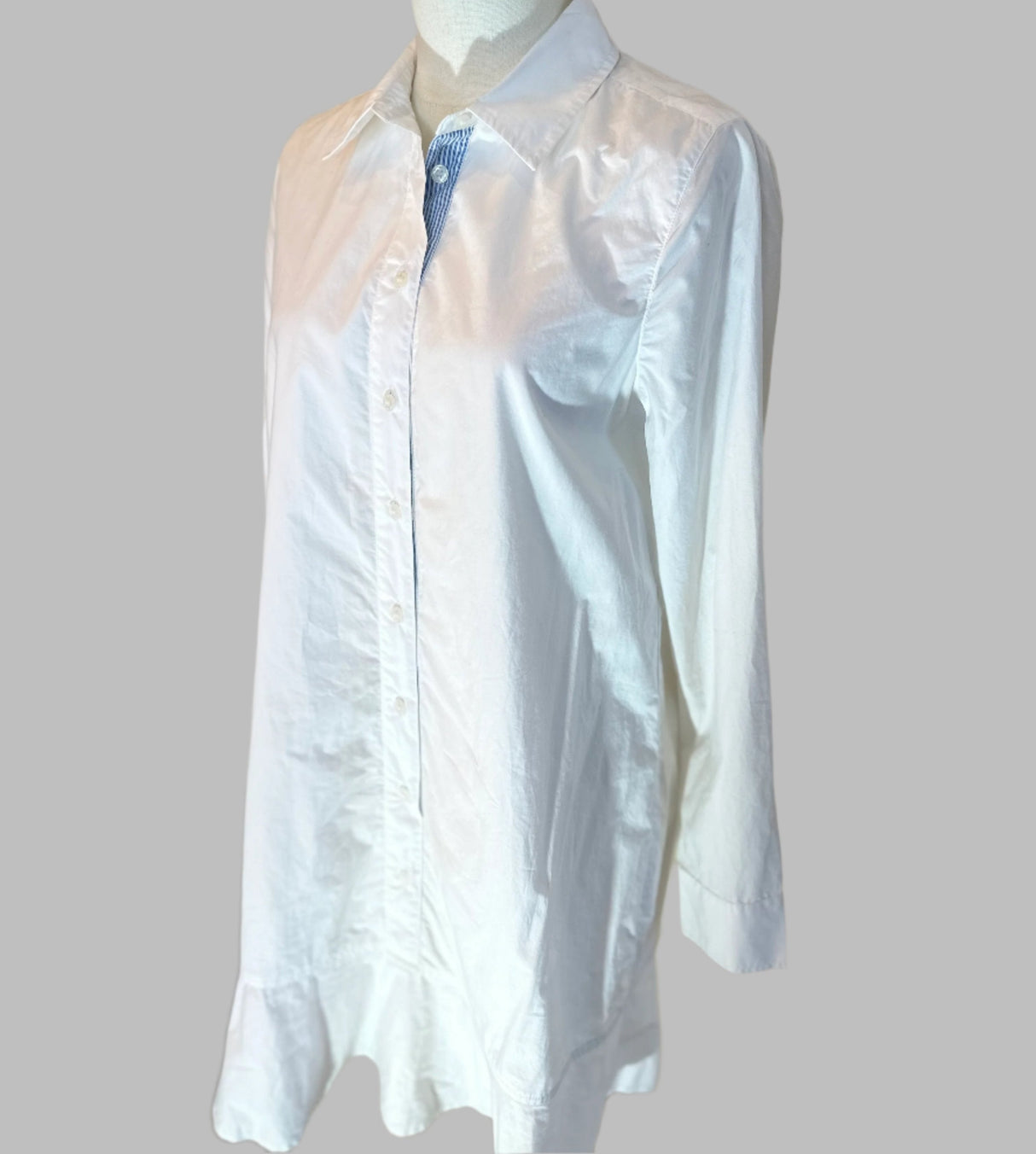 Draper James Womens Preloved White Ruffle Shirt Dress Size 6*