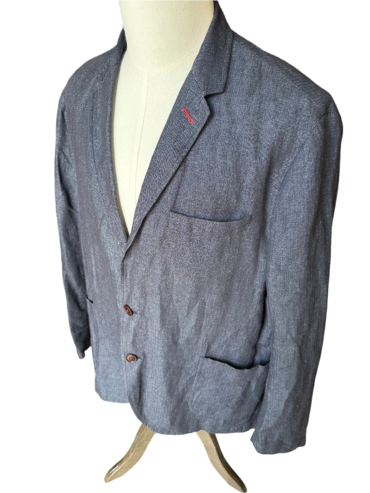 UNTUCKit Chambray Linen Cotton Blend Mens Vintage Blazer 46R*