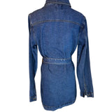 Boohoo Blue Belted Western Denim Shirt Dress Size 8